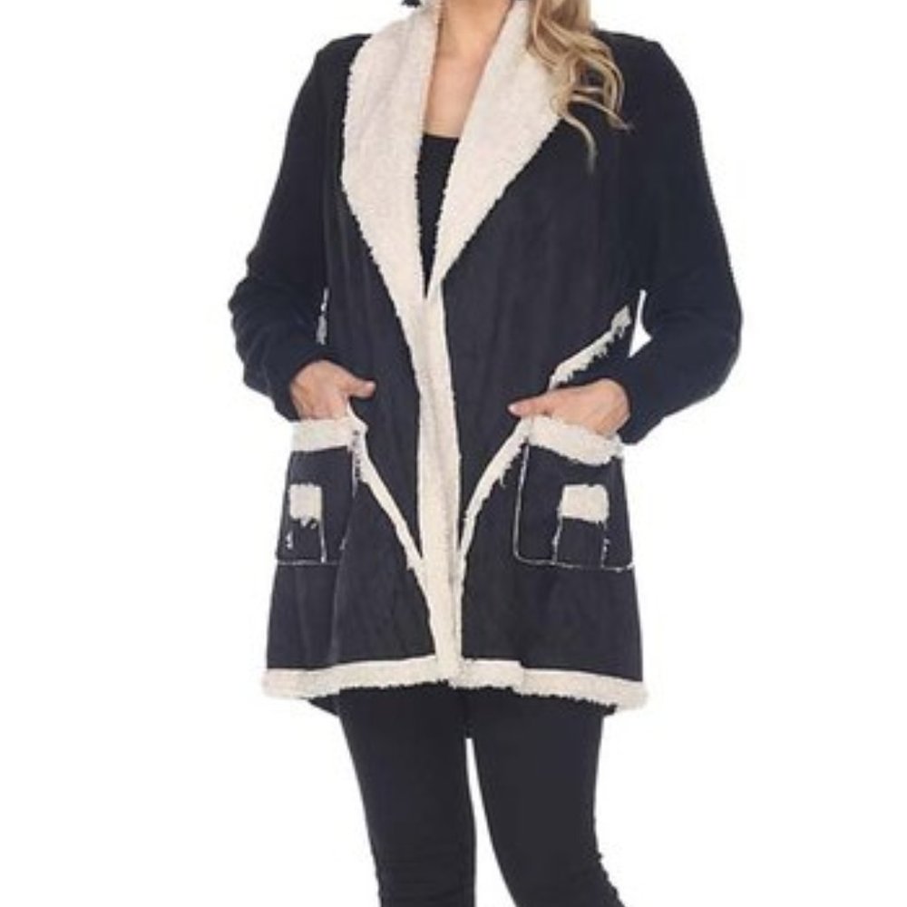 DIVA D black faux fur pocket sweater/coat